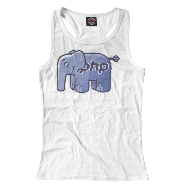 Женская майка-борцовка с изображением Php elephant цвета Белый