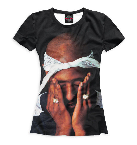 Футболка для девочек с изображением 2Pac цвета Белый
