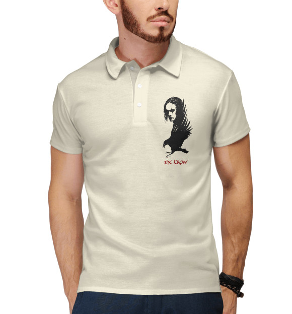 Мужское поло с изображением Ворон цвета Белый