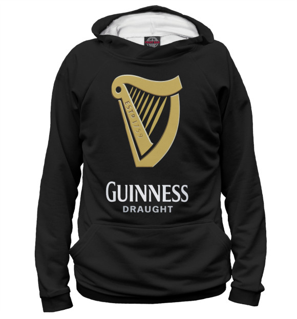 Мужское худи с изображением Ирландия, Guinness цвета Белый