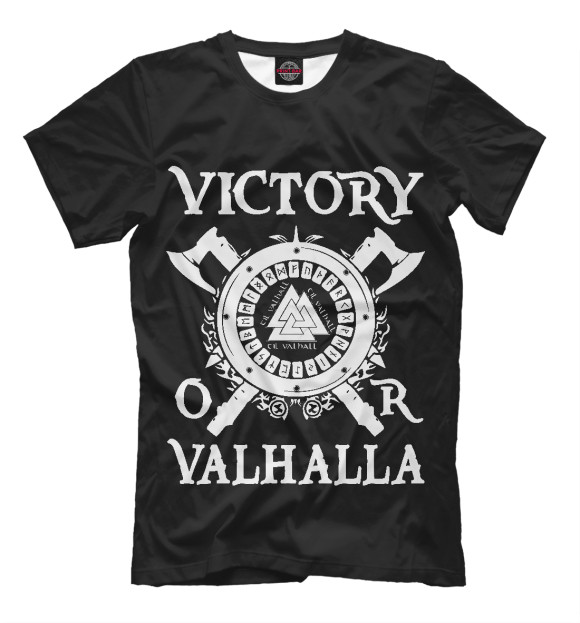 Мужская футболка с изображением Victory or Valhalla цвета Белый