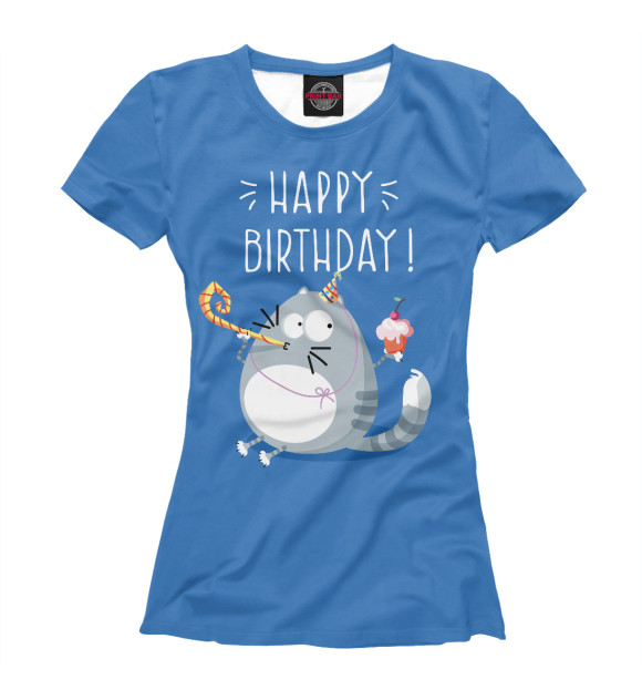 Женская футболка с изображением Happy birthday! цвета Белый