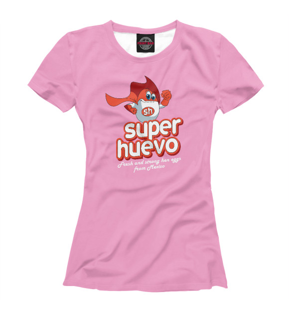 Футболка для девочек с изображением Super Huevo цвета Белый