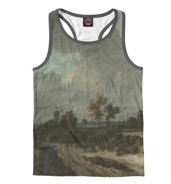 Мужская майка-борцовка с изображением Рёйсдал, Якоб, Мельница в Вейке цвета Белый