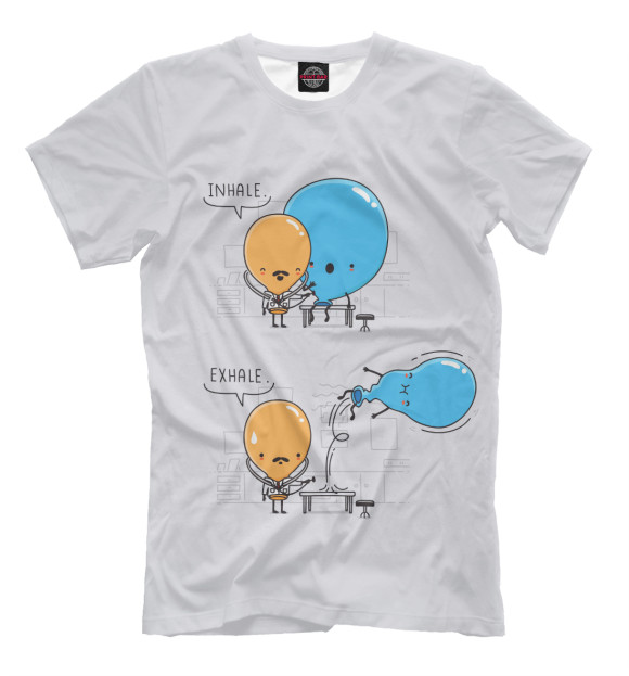 Мужская футболка с изображением Вдох-Выдох цвета Бежевый