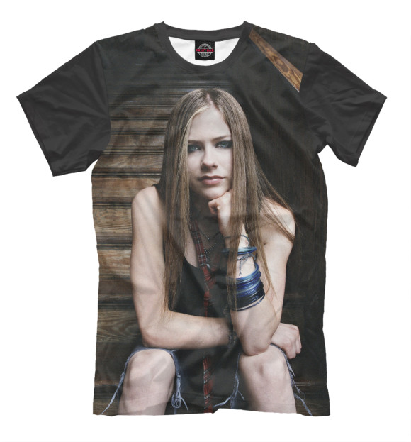 Мужская футболка с изображением Avril Lavigne цвета Молочно-белый