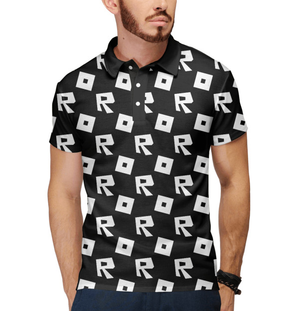 Мужское поло с изображением Роблокс цвета Белый