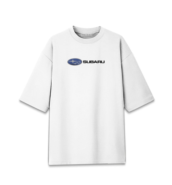 Женская футболка оверсайз с изображением Subaru цвета Белый