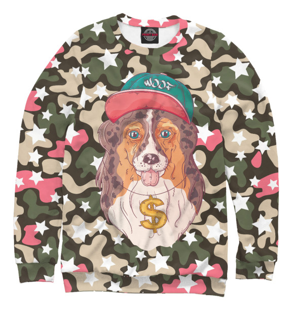 Свитшот для мальчиков с изображением Hip-hop dog цвета Белый