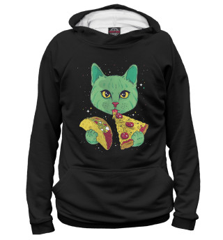 Мужское худи Cat Eating Pizza and Taco