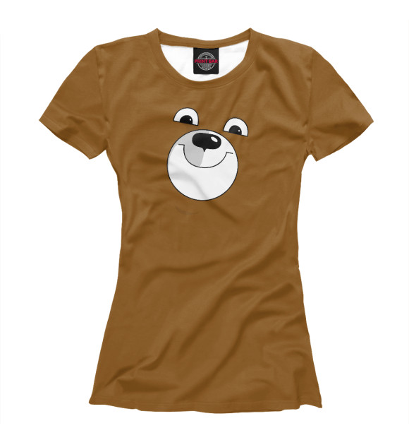 Женская футболка с изображением Медведь (лицо) цвета Белый