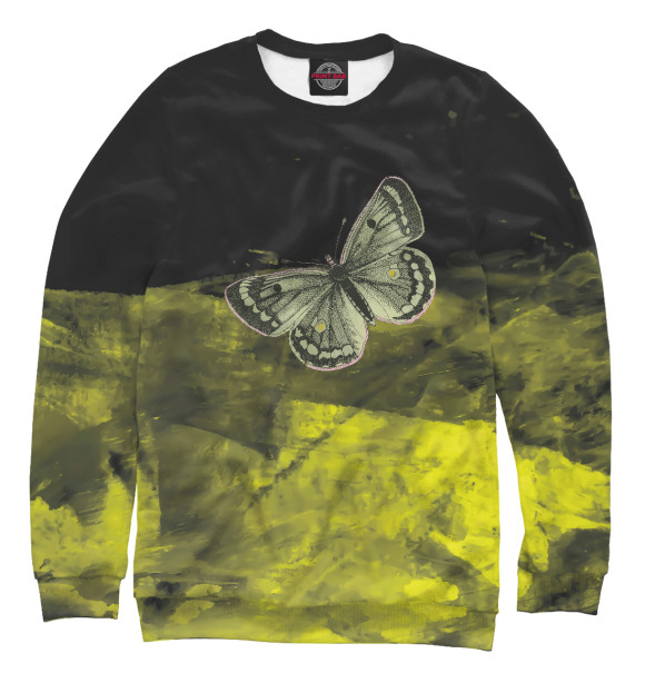 Мужской свитшот с изображением Vintage green butterfly цвета Белый