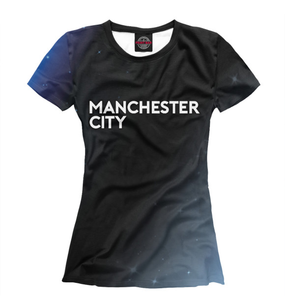 Женская футболка с изображением Manchester City - Космос цвета Белый