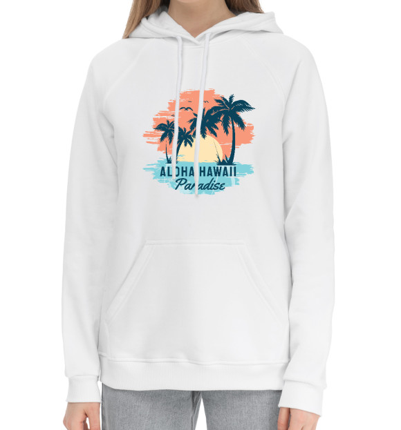 Женский хлопковый худи с изображением Aloha Hawaii цвета Белый