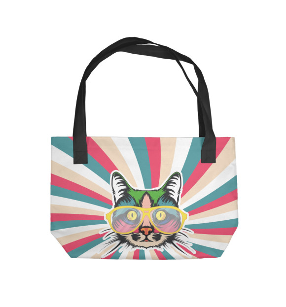 Пляжная сумка с изображением Психоделический котэ цвета 