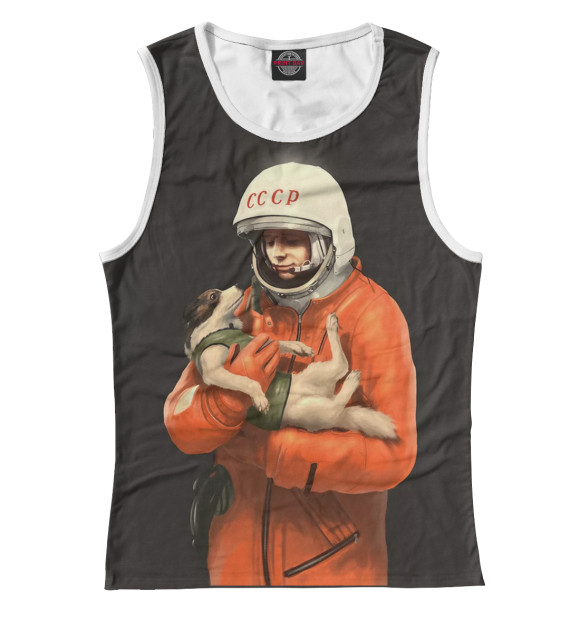 Женская майка с изображением Юрий Гагарин цвета Белый