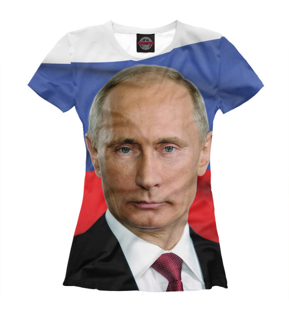 Женская футболка с изображением Путин Владимир цвета Белый