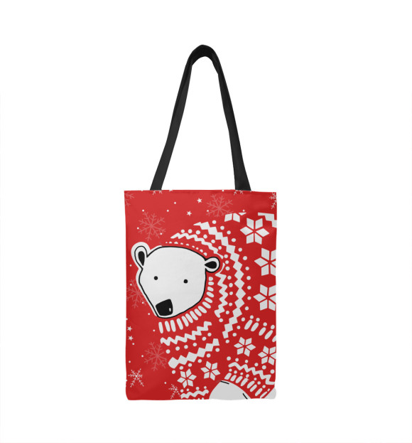 Сумка-шоппер с изображением Медведь в свитере цвета 