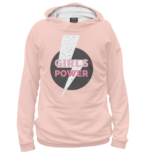 Женское худи с изображением Девушки Сила цвета Белый