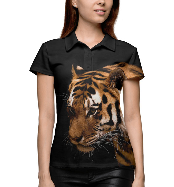 Женское поло с изображением Тигр реализм цвета Белый