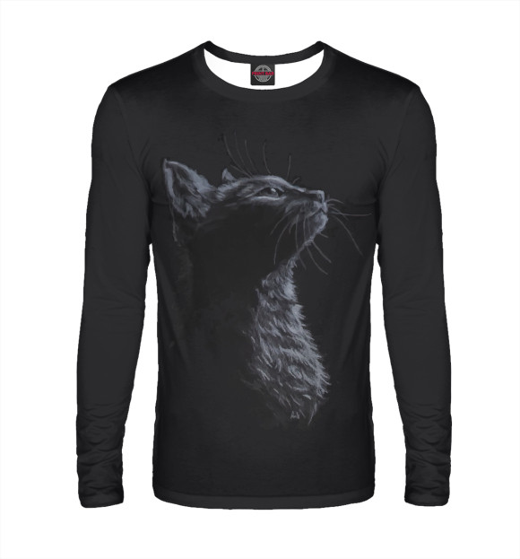 Мужской лонгслив с изображением Cat Art цвета Белый