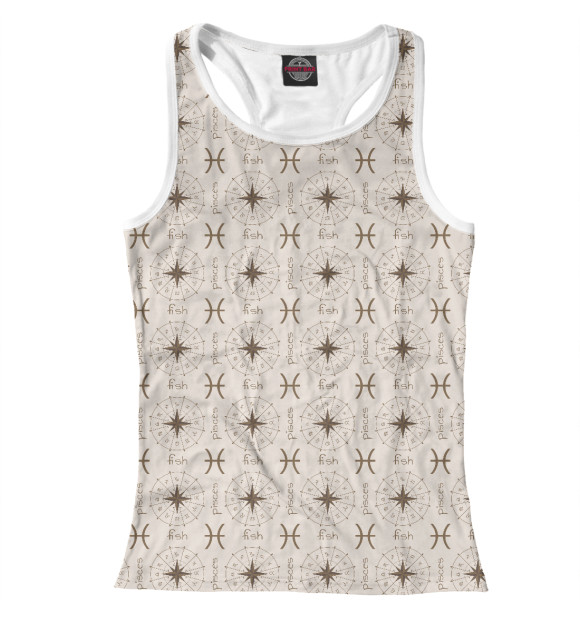 Женская майка-борцовка с изображением Рыбы цвета Белый