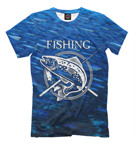 Мужская футболка с изображением Fishing цвета Грязно-голубой