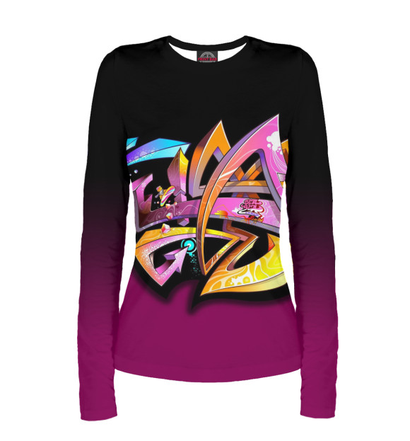 Женский лонгслив с изображением Graffiti цвета Белый