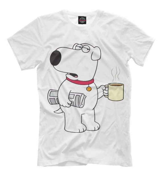 Мужская футболка с изображением Брайан Гриффин и кофе цвета Молочно-белый