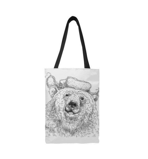 Сумка-шоппер с изображением Зимний медведь цвета 