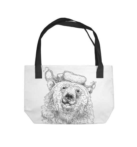 Пляжная сумка с изображением Зимний медведь цвета 