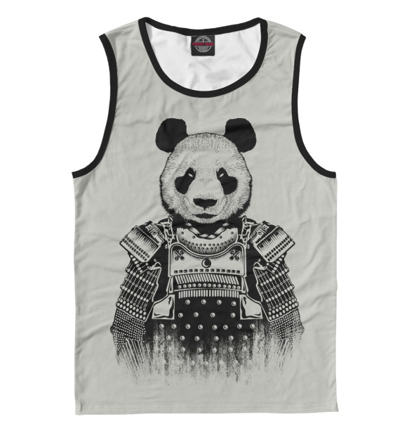 Мужская майка с изображением Panda Samurai цвета Белый