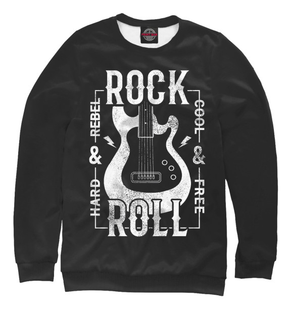 Мужской свитшот с изображением Rock'n'Roll цвета Белый