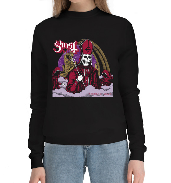 Женский хлопковый свитшот с изображением Ghostb цвета Черный