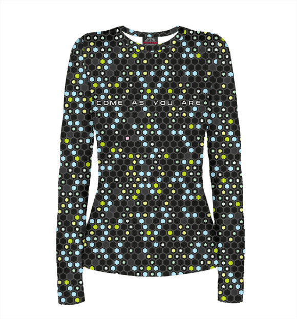 Женский лонгслив с изображением Сome as you are цвета Белый