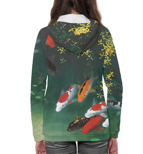 Женское худи с изображением Карпы цвета Белый