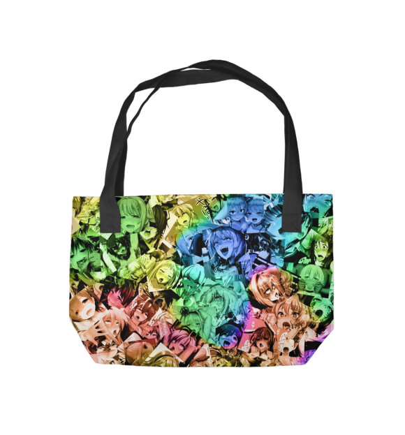 Пляжная сумка с изображением Радуга ахегао цвета 