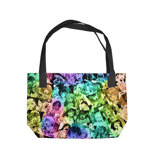 Пляжная сумка с изображением Радуга ахегао цвета 