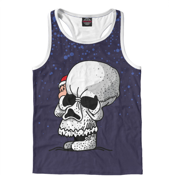 Мужская майка-борцовка с изображением Cool Santa цвета Белый