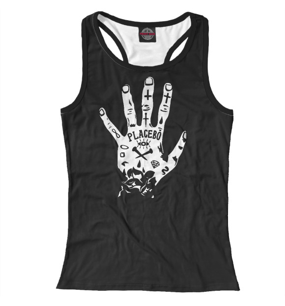 Женская майка-борцовка с притом Placebo цвета Белый Женская майка-борцовка с изображением Placebo цвета Белый