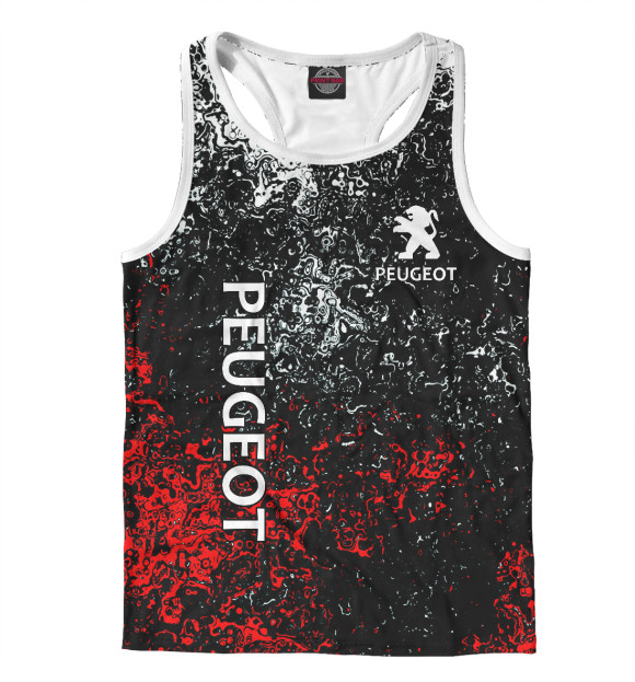Мужская майка-борцовка с изображением PEUGEOT цвета Белый