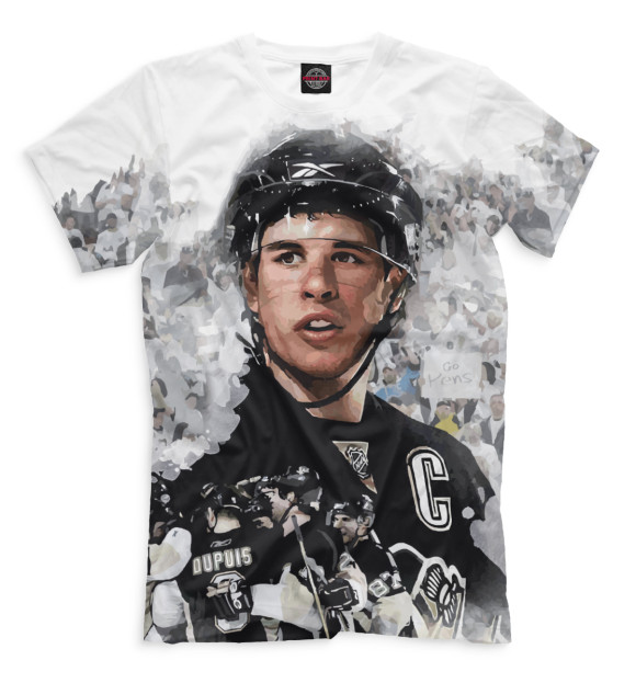 Мужская футболка с изображением Сидни Кросби цвета Молочно-белый
