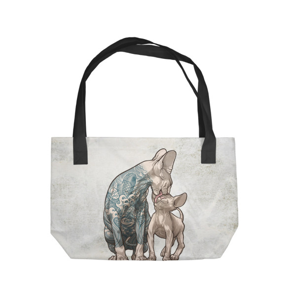 Пляжная сумка с изображением Коты цвета 