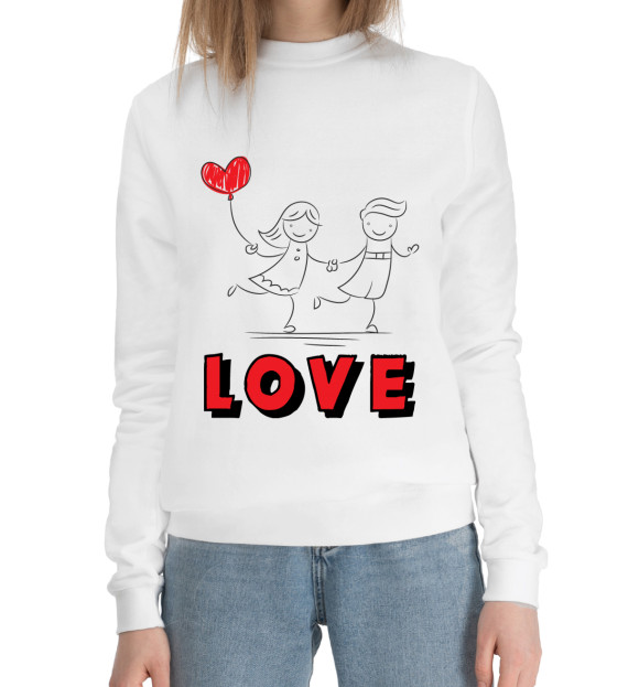 Женский хлопковый свитшот с изображением LOVE#3 цвета Белый