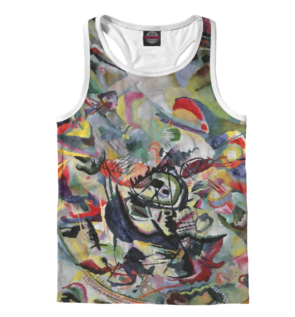 Мужская майка-борцовка с изображением Арбузная баталия цвета Белый