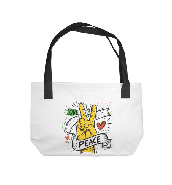 Пляжная сумка с изображением Love peace цвета 