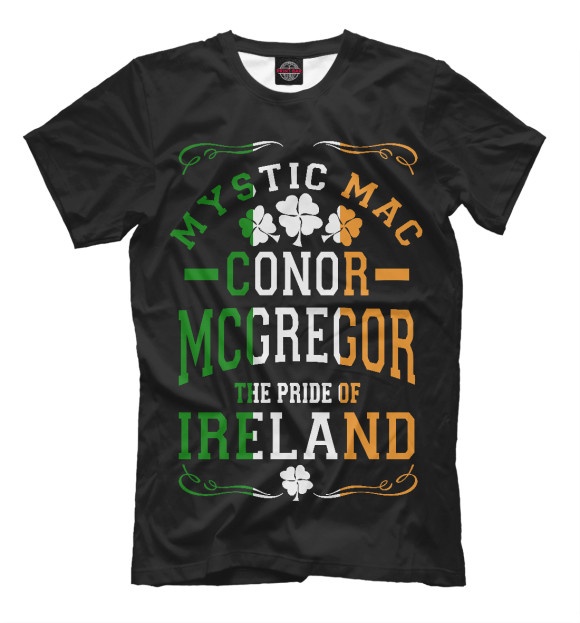Мужская футболка с изображением Гордость Ирландии цвета Черный