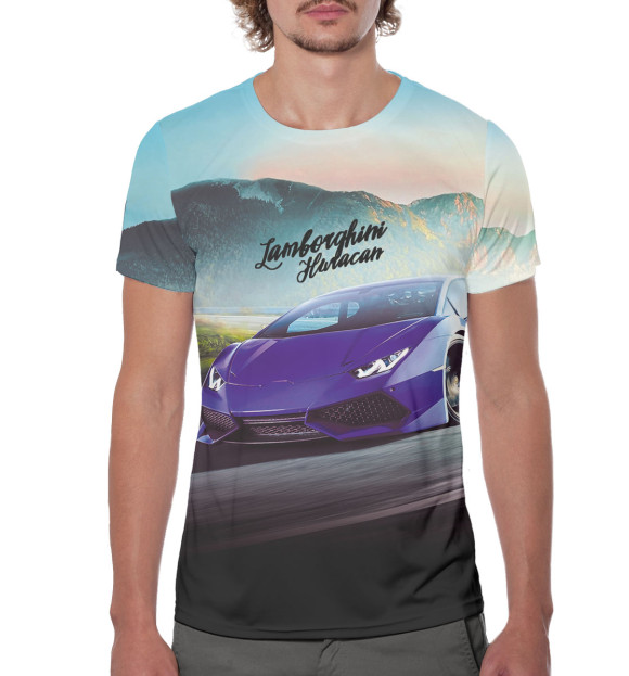Мужская футболка с изображением Lamborghini Huracan цвета Белый
