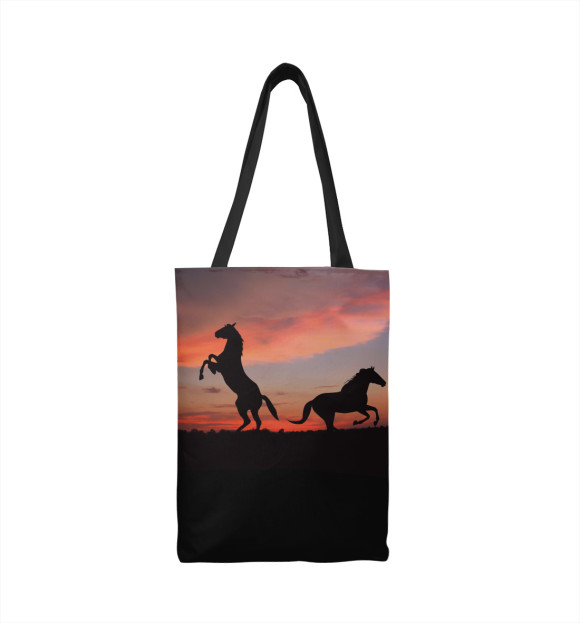 Сумка-шоппер с изображением Кони в закате цвета 