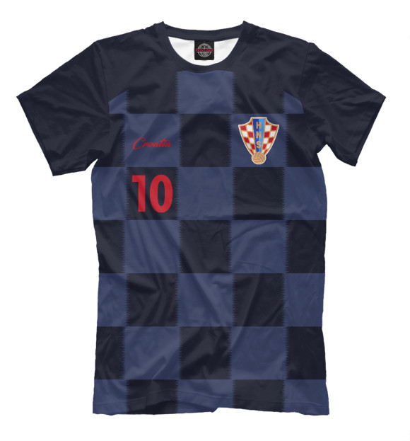 Мужская футболка с изображением Лука Модрич - Сборная Хорватии цвета Черный